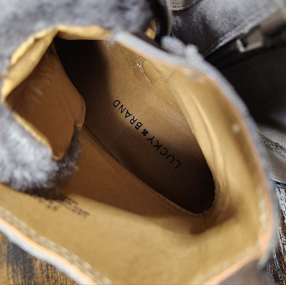 Lucky Brand Women Suede Wool Ilianna Lace Up Combat Boots Size US 7.5 - Picture 10 of 11